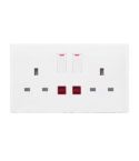 Double 2 Gang 13A White Socket With Neon Indicator