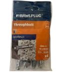 Rawlplug Throughbolt M10 x 80mm - Pack of 4