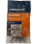 Rawlplug Throughbolt M10 x 80mm - Pack of 4 