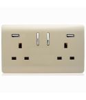 Trendi 13Amp 2 Gang Switched Socket With 2x USB Champagne Gold