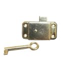 Electro Brassed Wardrobe Lock & Key - 63mm x 32mm