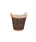 Lined Round Buff Willow Log Basket