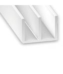 White PVC Double U-Shaped Squared Profile - 21mm x 10.5mm x 2m