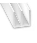 White PVC Double U-Shaped Squared Profile - 21mm x 10.5mm x 1m