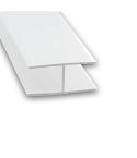 White PVC H Section Connecting Profile for Panel - 20mm x 8mm x 1m