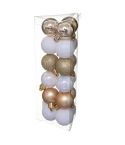 White & Gold Christmas Baubles 30mm - Pack of 18