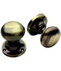 Antique Brass Mushroom Mortice Knob Furniture (Half Sprung) 2¼"