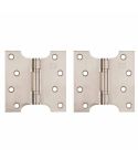 Satin Stainless Steel Parliament Door Hinges Button Tipped 4 x 2 x 4" - Pair