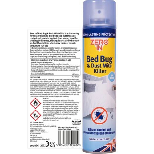 A Zero In Bed Bug Dust Mite Spray 300ml Online Ireland At Lenehans Ie Your Pest Control Diy Products Expert