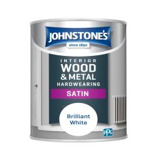 Johnstone's Interior Wood & Metal Satin Paint - Brilliant White 750ml