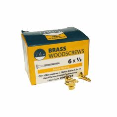 Timco Brass Slotted Countersunk Woodscrews - 6 x 1/2 - Box Of 200