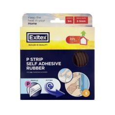 Exitex Self Adhesive Rubber Draught Excluder - P Strip - Brown 5m