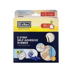Exitex Self Adhesive Rubber Draught Excluder - E Strip - White 5m