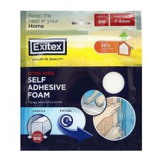 Exitex Extra Wide Self Adhesive Foam Draught Excluder - White 5m