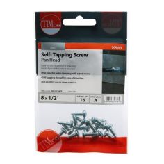 Timco 16pc Pan Head M8 X 1/2in Self Tapping Screws