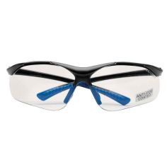 Clear Anti-Mist Safety Glasses - Blue & Black Frame 