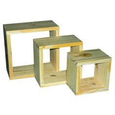 Core Natural Wood Set of 3 Cube Shelves