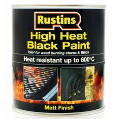 Rustins High Heat Matt Black Paint - 250ml