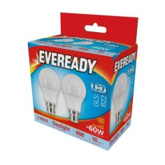 Eveready LED GLS BC B22 6500k Daylight Pack 2 8.8w