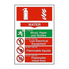 Self-Adhesive PVC Water Fire Extinguisher Composite Sign - 200x300mm