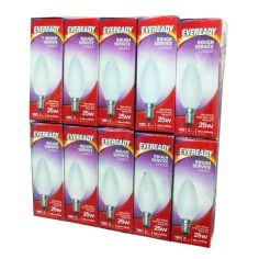 Eveready 25W Incandescent Opal Candle E14/ SES Lightbulb - Pack Of 10