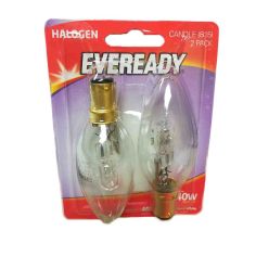 Eveready 30W Halogen Clear Candle B15 Lightbulb - Pack Of 2