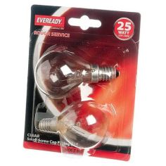 Eveready 25W 2pc Incandescent Golf E14 Lightbulb