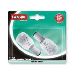 Eveready 15W Pygmy Small Bayonet Cap Fitting B15/ SBC Light Bulb - Pack of 2