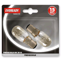 Eveready 15W Fridge Small Bayonet Cap B15/ SBC Light Bulb - Pack of 2