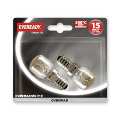 Eveready 15W Small Screw Cap E14/ SES Oven Light Bulb - Pack of 2