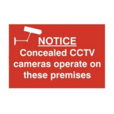 Notice Concealed CCTV cameras operate on these premises - PVC Sign (300 x 200mm)