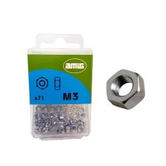 Amig Zinc Plated Steel Hexagon Nuts - M3 - Pack Of 71