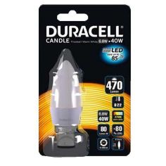 Duracell 6.8W LED Frosted Candle Bayonet Cap B22/ BC Light Bulb