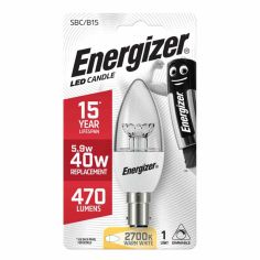 Energizer 5.9W LED Clear Candle B15 / SBC Light Bulb