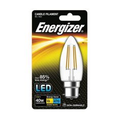 Energizer LED 4W (40W) Full Glass Filament Candle Light Bulb - Warm White (BC)