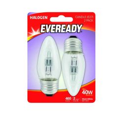 Eveready 30W Halogen Clear Candle E27 Lightbulb - Pack Of 2