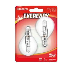 Eveready 20W Halogen Clear Golf E14 Lightbulb - Pack Of 2