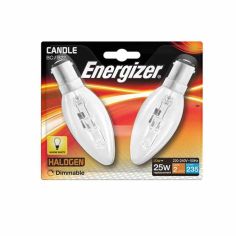Energizer 20w Halogen Clear Candle B15 Lightbulb - Pack Of 2