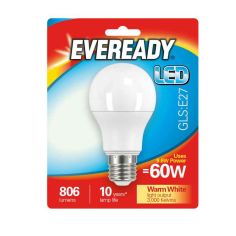 Eveready 9.6W LED Frosted GLS E27 Lightbulb