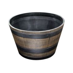 Kingfisher Wooden Barrel Effect Plastic Planter