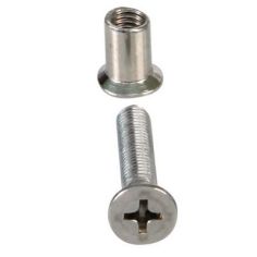 Screw + Nut To Fix Panels / Stainless Steel and Bass Chromed (M5x26mm)