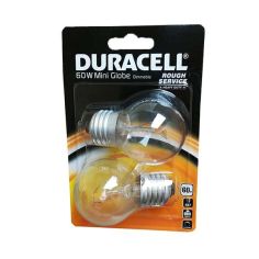 Duracell 60W Rough Service Mini Globe ES / E27 Lightbulb - Pack Of 2