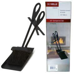 De Vielle Fireside 2 Piece Fireplace Companion Set - 15" Black