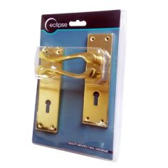 Eclipse Brass Lever Lock Door Handle Set