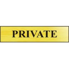 Private - Sign (220mm x 60mm) Brushed Gold Effect
