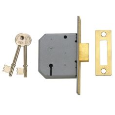 3 Lever Mortice Deadlock Polished Brass 77.5mm 3in