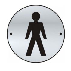 Satin Aluminium Round Gentlemen Door Sign Disc - 3"