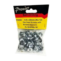 Premier Self-Drilling Hex Head Screws - 5.5 x 20mm (No.12) - Pack Of 50