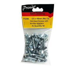Premier Self-Drilling Hex Head Screws - 5.5 x 45mm (No.12) - Pack Of 50