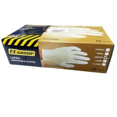 F.F Group 100 Piece Latex Disposable Gloves - Medium